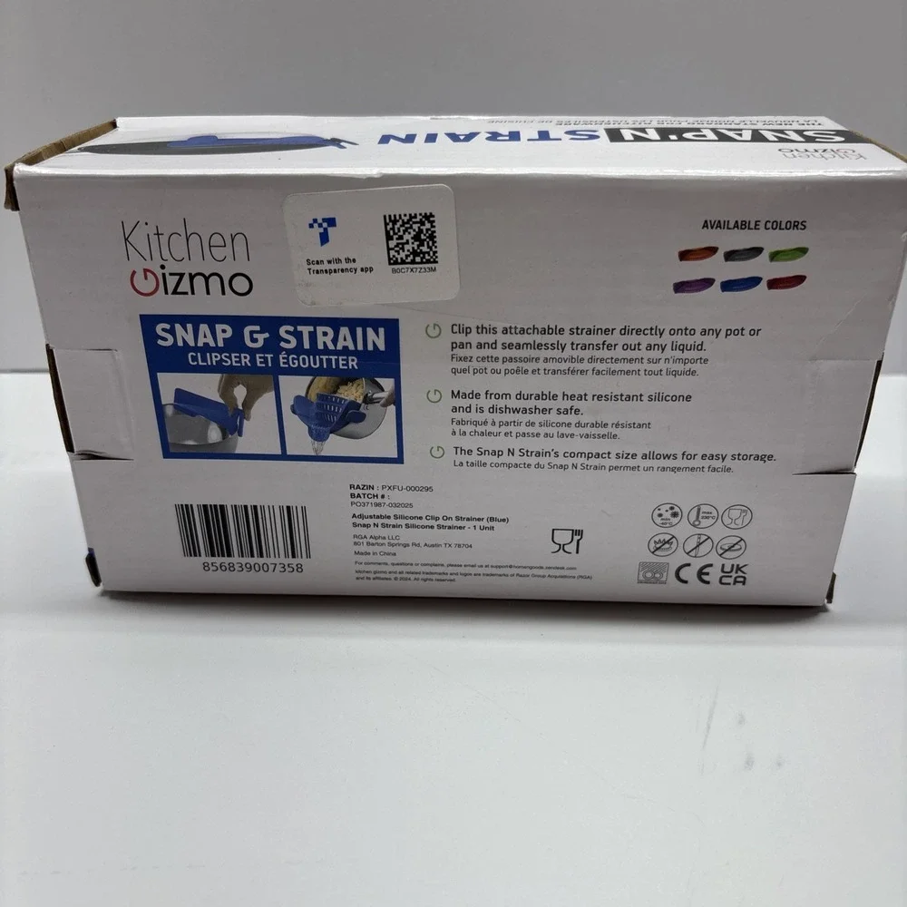Snap N' Strain Silicone‎ Clip-On Strainer for Pots Pans and Bowls Heat resistant